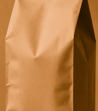 Copper-toned paper coffee bag, Copper Drum medium-dark roast