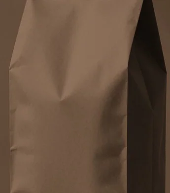 Dark espresso-brown paper coffee bag, Midnight Oil dark roast