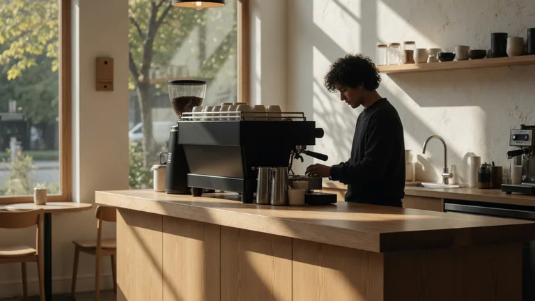 Kloof Street Roastery cafe interior with oak counter and pendant lights